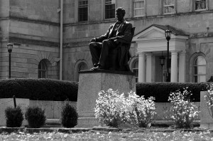 Statue of Abe Lincoln in front of Bascom Hall